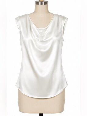 NWT White Satin Cowl Neck Sleeveless Blouse